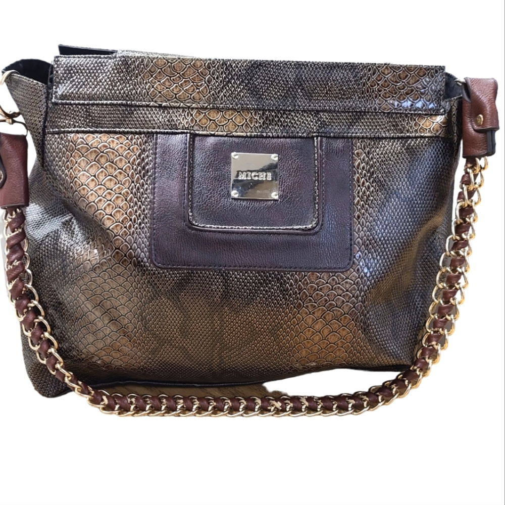 MICHE Brown Snakeskin Bag - Picture 1 of 11